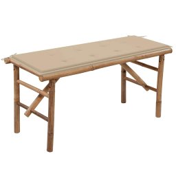 vidaXL összecsukható bambusz kerti pad párnával 118 cm