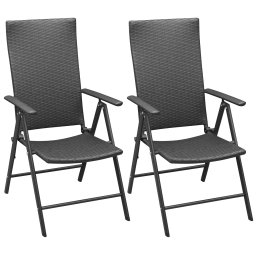 vidaXL 2 db fekete rakásolható polyrattan kerti szék
