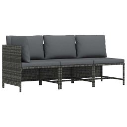 vidaXL 3 részes szürke polyrattan kerti bútorszett párnákkal