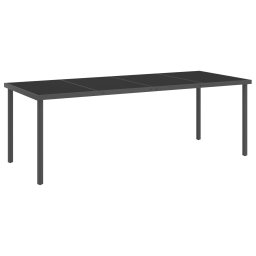 vidaXL antracitszürke acél és üveg kültéri étkezőasztal 220 x 90 x 75 cm