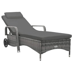 vidaXL antracitszürke kerekes polyrattan napozóágy