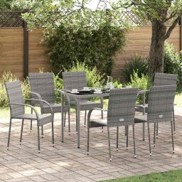 vidaXL 6 db szürke rakásolható polyrattan kültéri szék