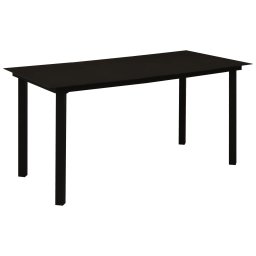 vidaXL fekete acél és üveg kerti étkezőasztal 150 x 80 x 74 cm