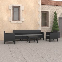 vidaXL 4 részes antracit PP rattan kerti bútorgarnitúra párnákkal