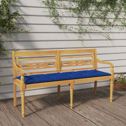 vidaXL tömör tíkfa Batavia pad kék párnával 150 cm