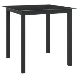 vidaXL fekete alumínium és üveg kerti asztal 80 x 80 x 74 cm