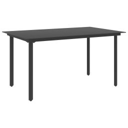 vidaXL fekete acél és üveg kerti étkezőasztal 150 x 80 x 74 cm