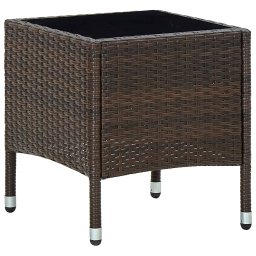 vidaXL barna polyrattan kerti asztal 40 x 40 x 45 cm