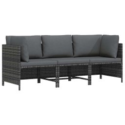 vidaXL 3 személyes szürke polyrattan kerti kanapé párnákkal