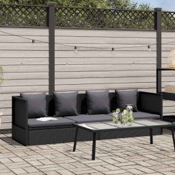 vidaXL fekete polyrattan kerti ágy ülő- és hátpárnával