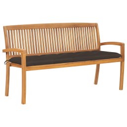 vidaXL tömör tíkfa rakásolható kerti pad párnával 159 cm