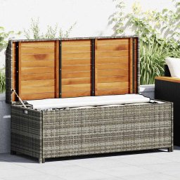 vidaXL szürke polyrattan kerti tárolópad 120 cm