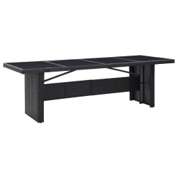 vidaXL fekete polyrattan és üveg kerti asztal 240 x 90 x 74 cm