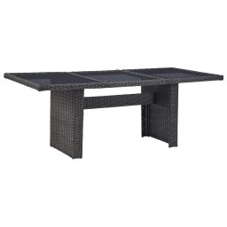 vidaXL barna üveg és polyrattan kerti étkezőasztal 200 x 100 x 74 cm