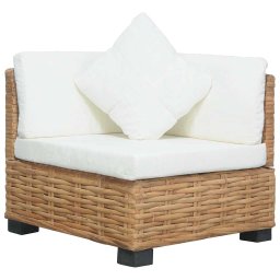vidaXL természetes rattan sarokkanapé párnával