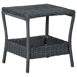 vidaXL sötétszürke polyrattan kerti asztal 45 x 45 x 46,5 cm