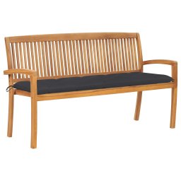 vidaXL tömör tíkfa rakásolható kerti pad párnával 159 cm