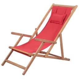vidaXL piros összecsukható szövetkárpitos favázas strandszék
