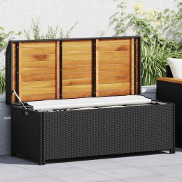 vidaXL fekete polyrattan kerti tárolópad 120 cm