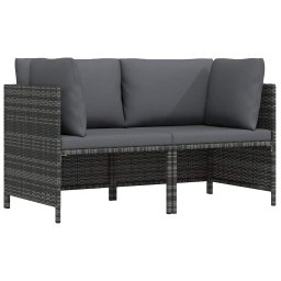 vidaXL szürke kétszemélyes polyrattan kerti kanapé párnákkal