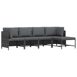 vidaXL 4 részes szürke polyrattan kerti ülőgarnitúra párnákkal