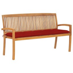 vidaXL tömör tíkfa rakásolható kerti pad párnával 159 cm
