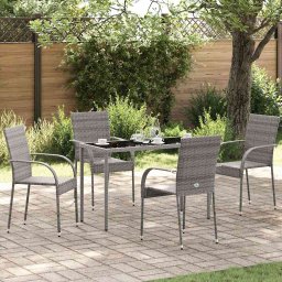 vidaXL 4 db szürke rakásolható polyrattan kültéri szék