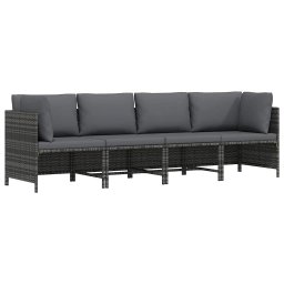 vidaXL szürke négyszemélyes polyrattan kerti kanapé párnákkal