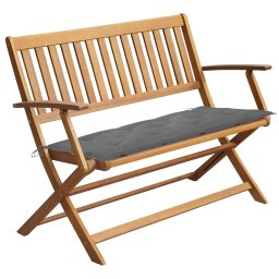 vidaXL tömör akácfa kerti pad párnával 120 cm