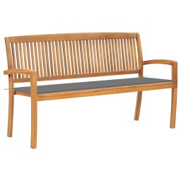 vidaXL tömör tíkfa rakásolható kerti pad párnával 159 cm