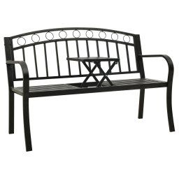 vidaXL fekete acél kerti pad asztallal 125 cm