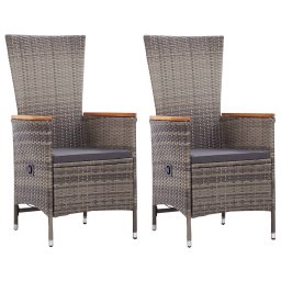 vidaXL 2 db szürke polyrattan kültéri szék párnával