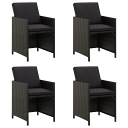 vidaXL 4 db fekete polyrattan kerti szék párnával