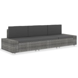 vidaXL 3 személyes szürke elemes polyrattan kanapé