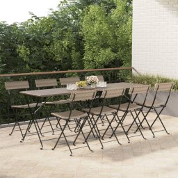 vidaXL 8 db szürke polyrattan összecsukható bisztrószék
