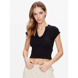 BDG Urban Outfitters Felső BDG NOLA NOTCH NECK SS 76467927 Fekete Slim Fit