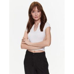 BDG Urban Outfitters Felső BDG NOLA NOTCH NECK SS 76467927 Fehér Slim Fit