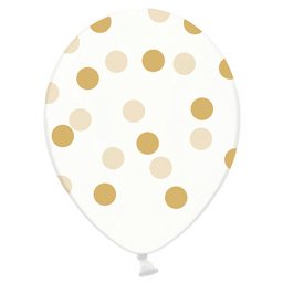 Lufi, átlátszó, arany pöttyös, 30cm, 5 db/cs