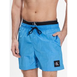 Calvin Klein Swimwear Úszónadrág Medium Double Wb KM0KM00846 Kék Regular Fit
