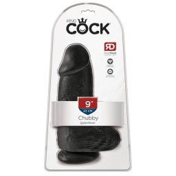 King Cock 9 Chubby - tapadókorongos, herés dildó (23 cm, fekete)