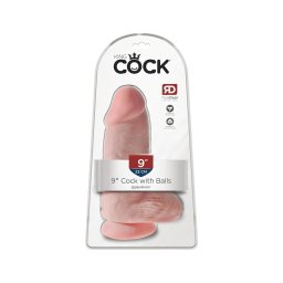 King Cock 9 Chubby - tapadókorongos, herés dildó (23 cm, testszínű)