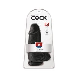 King Cock 9 Chubby - tapadókorongos, herés dildó (23cm) - fekete