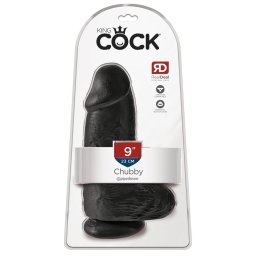King Cock 9 Chubby - tapadókorongos, herés dildó (23 cm, fekete)
