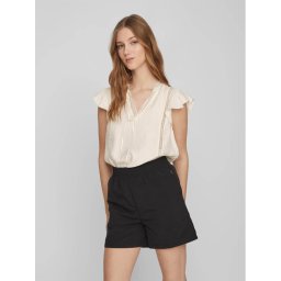 Vila Blúz Lucia 14086329 Ekru Loose Fit