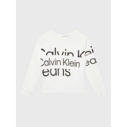 Calvin Klein Jeans Pulóver Blown Up Logo IB0IB01629 Fehér Regular Fit