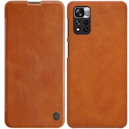 Nillkin Qin Case kinyitható tok kamera védővel Xiaomi Redmi Note 11 Pro+ / Redmi Note 11 Pro (barna)