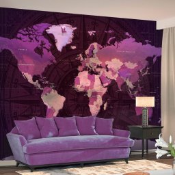 Öntapadó tapéta lila világtérkép - Purple World Map