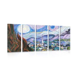 5-részes kép reprodukció Csillagos éj - Vincent van Gogh