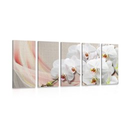 5-részes kép fehér orchidea