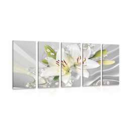 5-részes kép fehér orchidea érdekes háttérrel